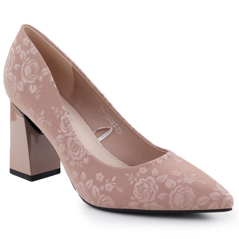 Women's pumps with flowers on the pillar pink pink Vinceza 62223 Women's pumps with flowers on the pillar pink pink Vinceza 62223