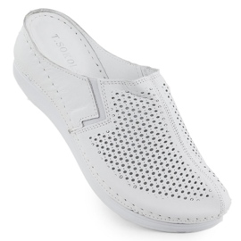 Women's leather slippers built-up openwork white T.Sokolski L25-164