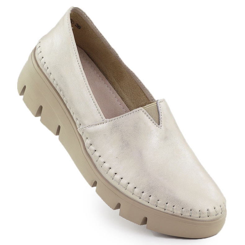 Women's leather shoes on the golden wedge Filippo 6161