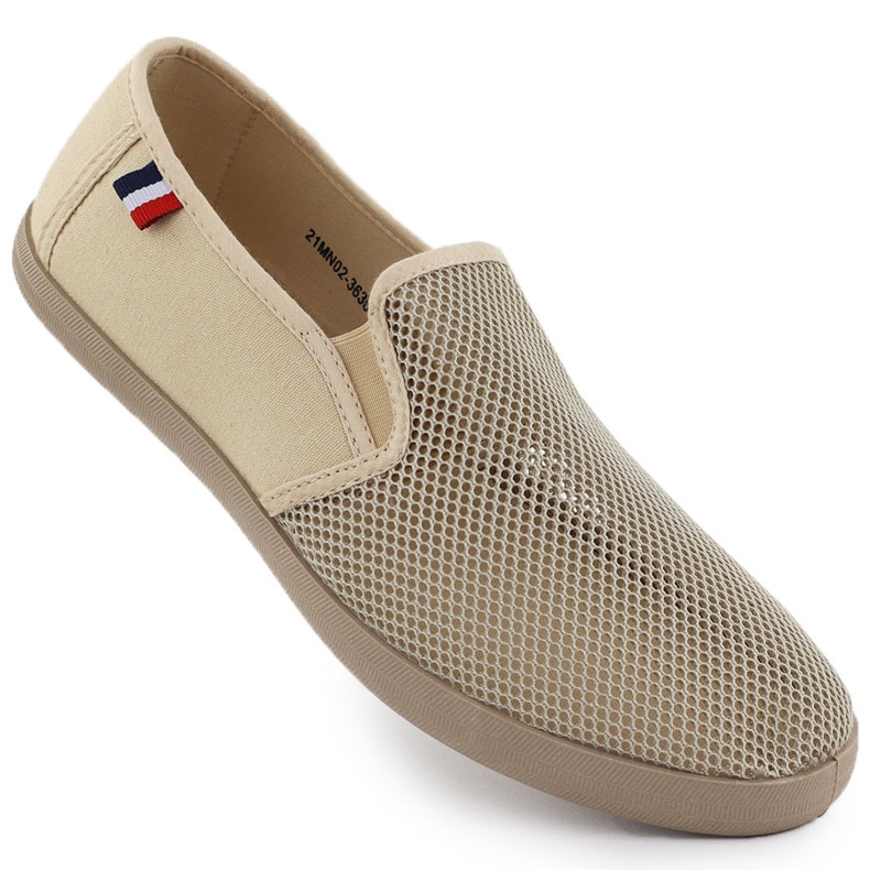 Men's openwork sneakers slip -in beige news 3636