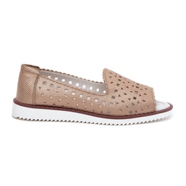 S.Barski Leather openwork ballerinas with bare fingers S. Barski LR51-922 gold golden S.Barski Leather openwork ballerinas with bare fingers S. Barski LR51-922 gold golden