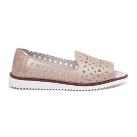 S.Barski Leather openwork ballerinas with bare fingers S. Barski LR51-922 beige S.Barski Leather openwork ballerinas with bare fingers S. Barski LR51-922 beige