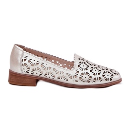 S.Barski Leather Openwork Women's Moccasins S. Barski LR51-646 PLN golden