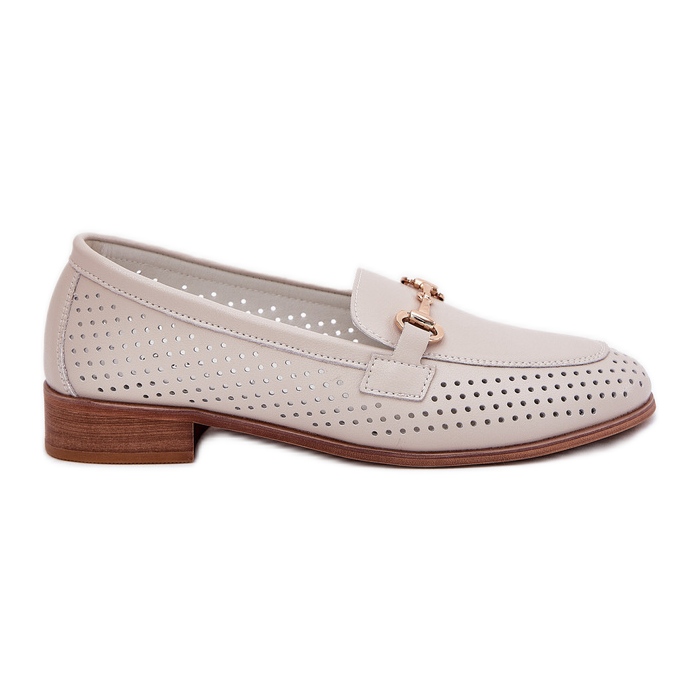S.Barski Women's leather loafers with flat-heeled ornament S. Barski LR51-588 beige S.Barski Women's leather loafers with flat-heeled ornament S. Barski LR51-588 beige