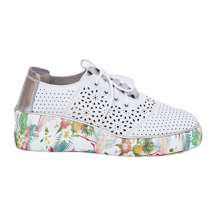 Women's leather shoes Artiker 56C1799 white and silver Women's leather shoes Artiker 56C1799 white and silver