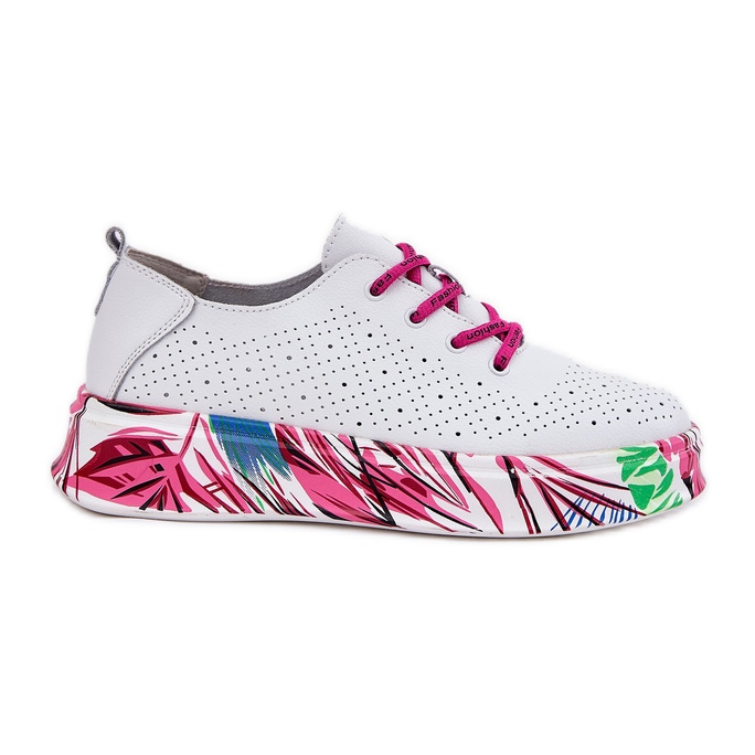 Women's leather sneakers on a patterned Vinceza 88017 white platform Women's leather sneakers on a patterned Vinceza 88017 white platform
