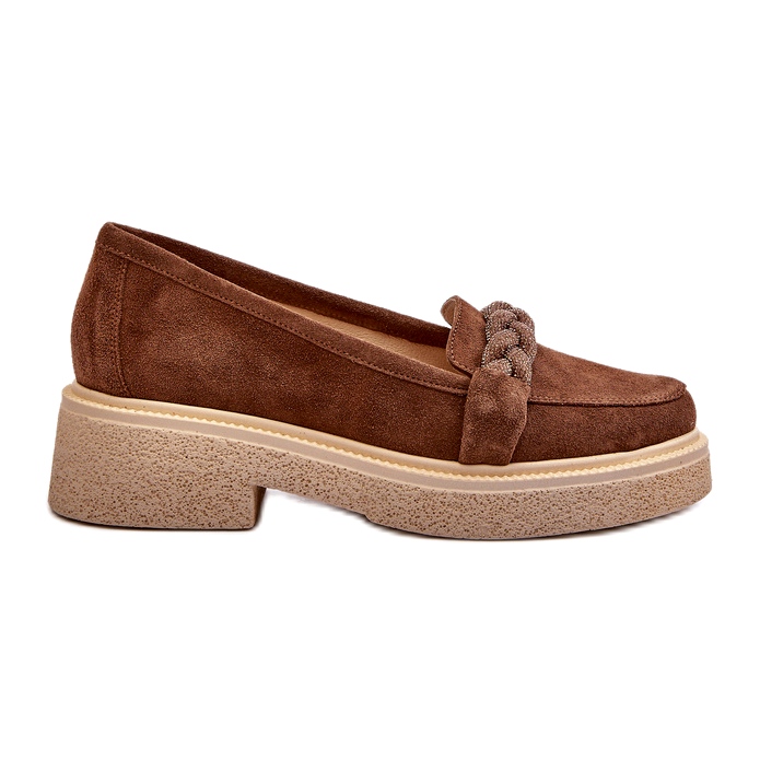 Zazoo 3429/W Women's Suede Moccasins With Decoration, Brown