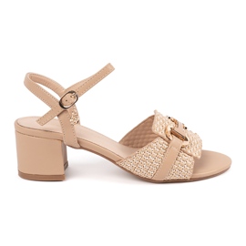 Goodin Beige women's sandals on the medium post