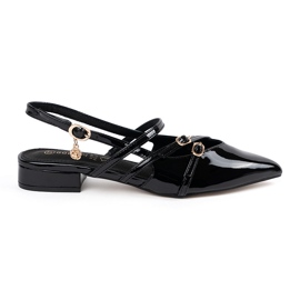 Goodin Black varnished pumps with golden additions