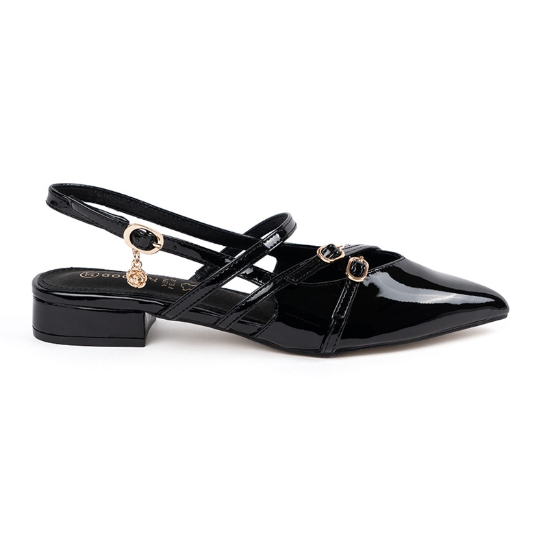 Goodin Black varnished pumps with golden additions Goodin Black varnished pumps with golden additions