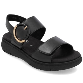 Women's leather sandals on wedges Black Remonte D2K50-00