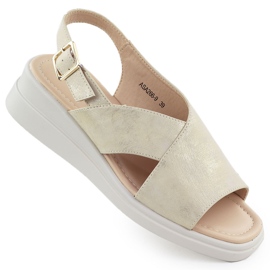 Women's sandals on wedges golden Jezzi asa266-9