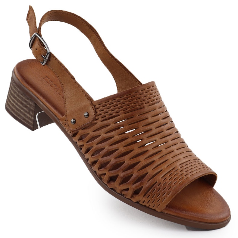 T.Sokolski Women's leather sandals on brown T., Sokolski L25-709