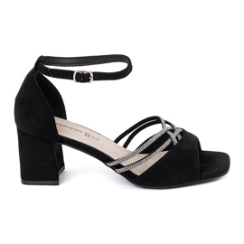 Goodin Black suede sandals on the post