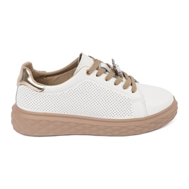 White and beige sneakers with leather pins Sergio Leone