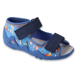 Befado children's slippers 350p052 leather insert blue Befado children's slippers 350p052 leather insert blue