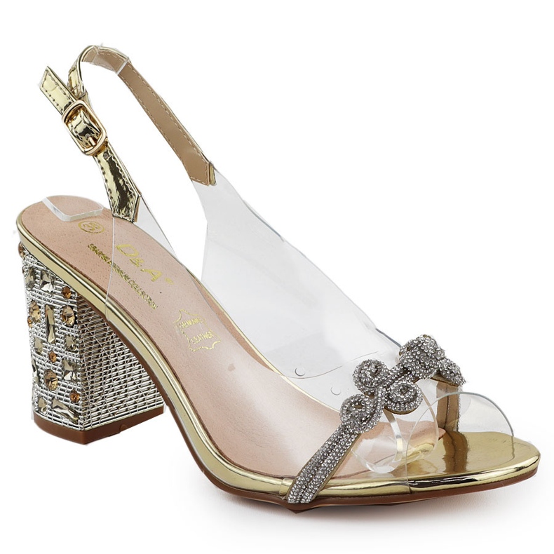 S.Barski Transparent women's sandals on a post with zircons Złote S. Barski MR51-705 golden S.Barski Transparent women's sandals on a post with zircons Złote S. Barski MR51-705 golden