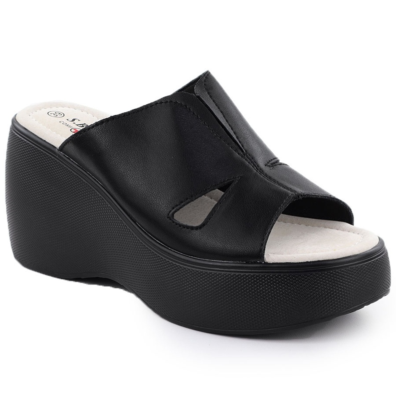 S.Barski Women's leather wedges on the Black wedges S. Barski LR51-541 S.Barski Women's leather wedges on the Black wedges S. Barski LR51-541