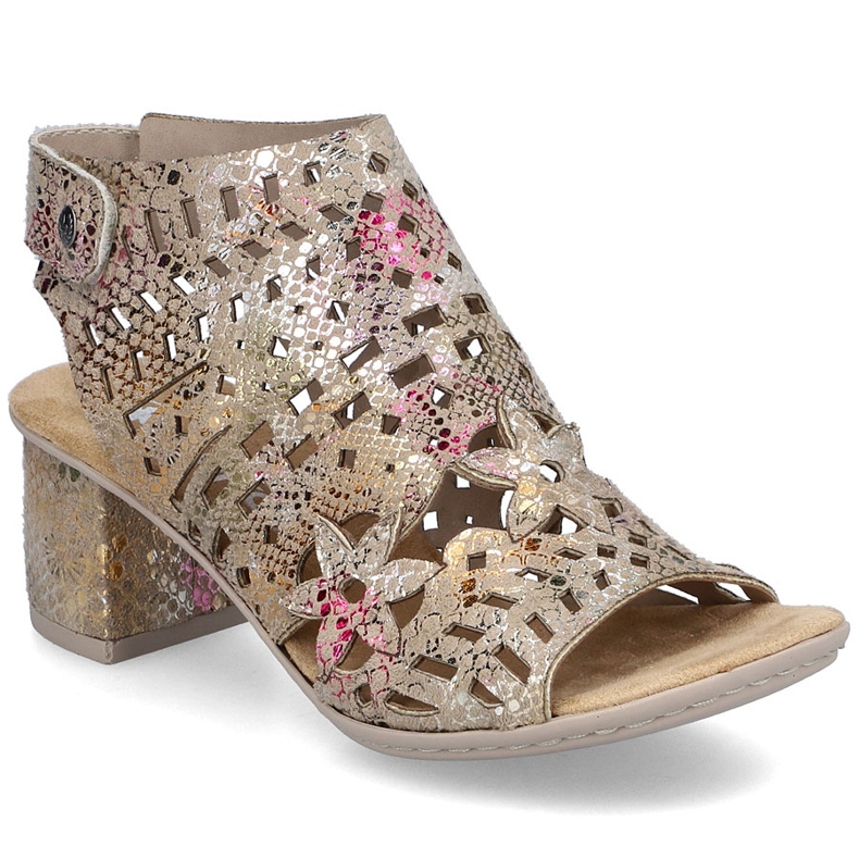 Women's sandals built-up openwork Rieker 64780-90 multicolored