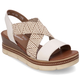 Leather sandals with elastics slipped on a beige REMONTE D2L54-60