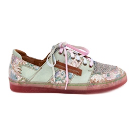 Women's leather shoes maciejka 06791-09 light green