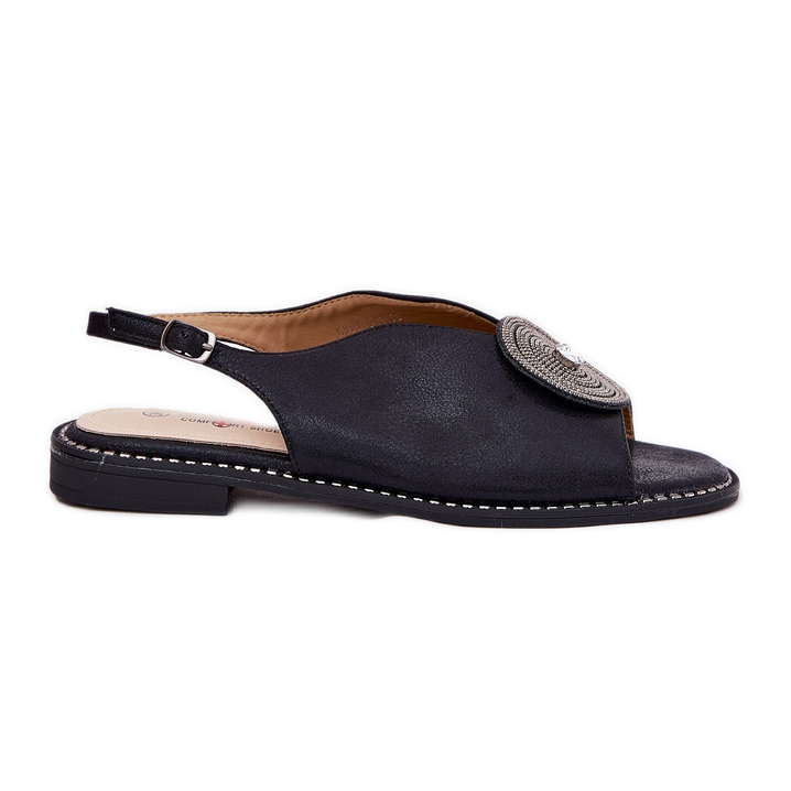 S.Barski Shiny women's sandals decorative detail S. Barski KV51-012 Black