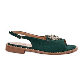 S.Barski Women's sandals with a decorative heart S. Barski KV27-018 Green S.Barski Women's sandals with a decorative heart S. Barski KV27-018 Green