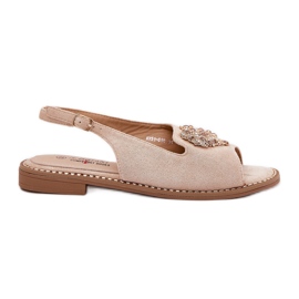 S.Barski Women's sandals with a decorative heart S. Barski KV27-018 Beige
