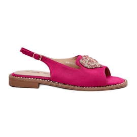 S.Barski Women's sandals with a decorative heart S. Barski KV27-018 FUKSJA pink S.Barski Women's sandals with a decorative heart S. Barski KV27-018 FUKSJA pink
