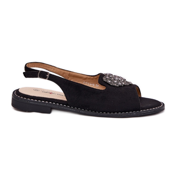 S.Barski Women's sandals with a decorative heart S. Barski KV27-018 Black