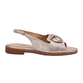 S.Barski Shiny women's sandals with an ornament S. Barski KV51-006 gold golden