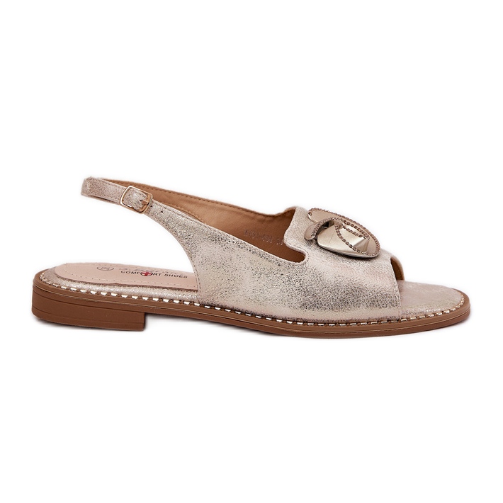 S.Barski Shiny women's sandals with an ornament S. Barski KV51-006 gold golden