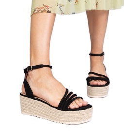 Black espadrilles sandals on the platform Black espadrilles sandals on the platform