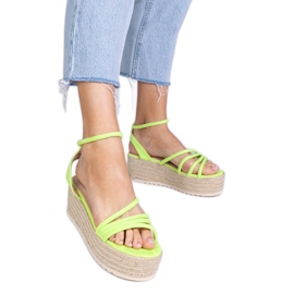Espadrille green sandals on the platform Espadrille green sandals on the platform