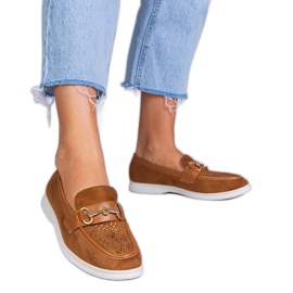 Brown loafers from Ekozamsz with zircons