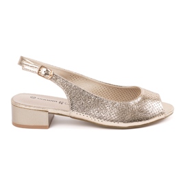 Goodin Golden openwork low -heeled sandals