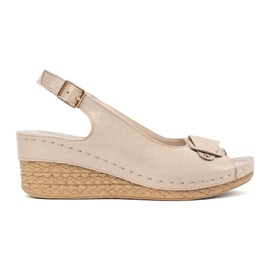 Goodin Beige sandals on a low wedge