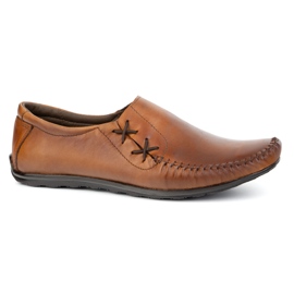 Olivier Men's shoes leather loafers inserted 306kz brown