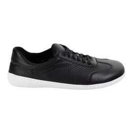 Olivier Barefoot men's minimalist leather shoes 0742WK Black pressed