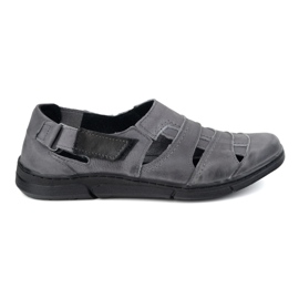 Olivier Men's leather shoes 54kz gray light airy for the summer grey