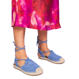 Flat -heeled espadrilles blue sandals