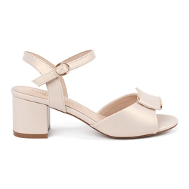 Sergio Leone Sandals on the pillar of women with an open light begging heel beige
