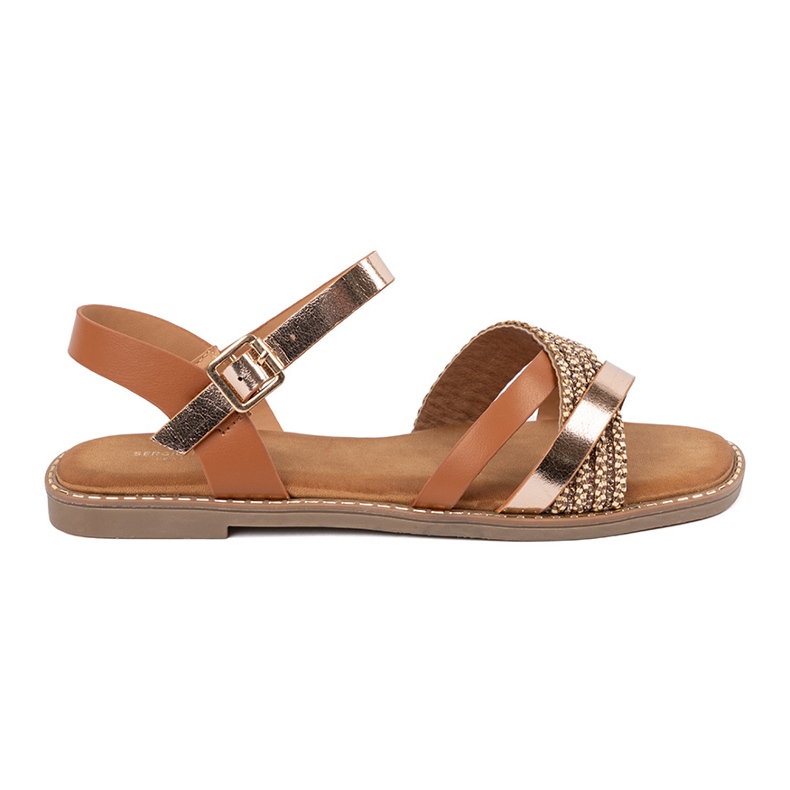 Brown women's sandals on a flat sole Sergio Leone