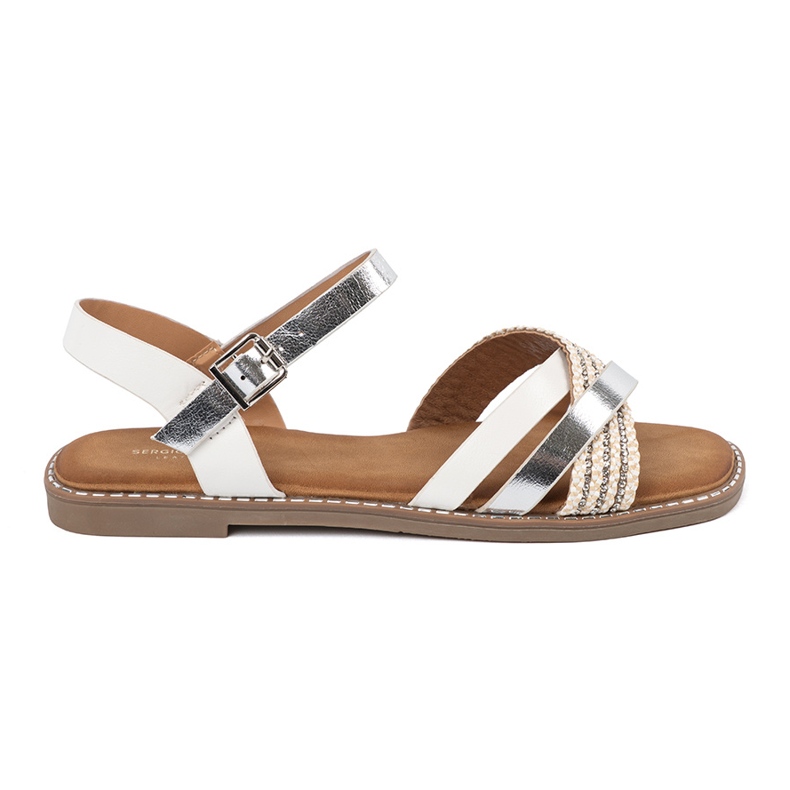 White women's sandals on a flat sole Sergio Leone