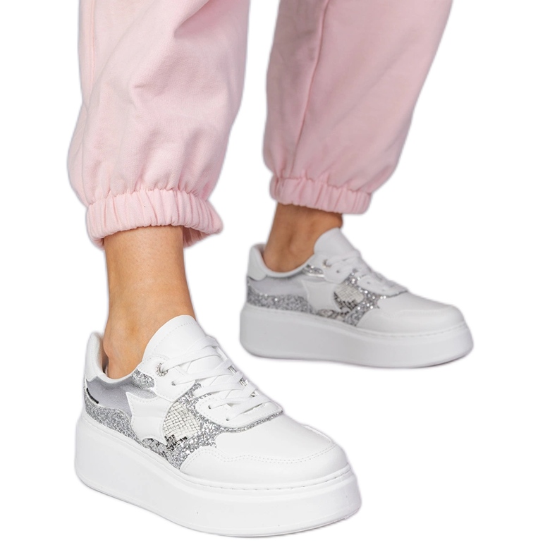 White sneakers with glitter White sneakers with glitter