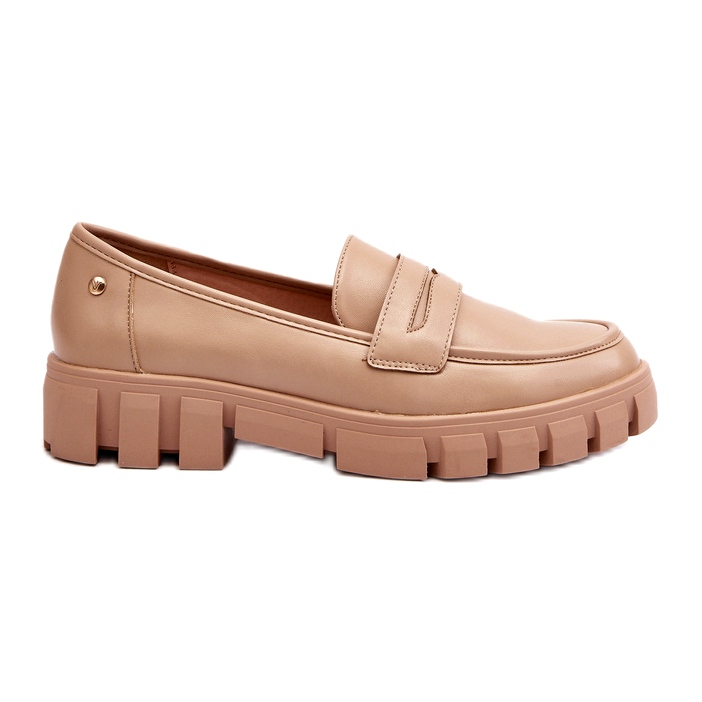 Vinceza Women's eco leather loafers leather beige insert Vinceza Women's eco leather loafers leather beige insert