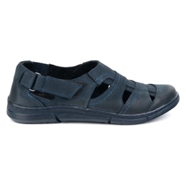 Olivier Men's leather shoes 54kz lightweight navy blue for summer