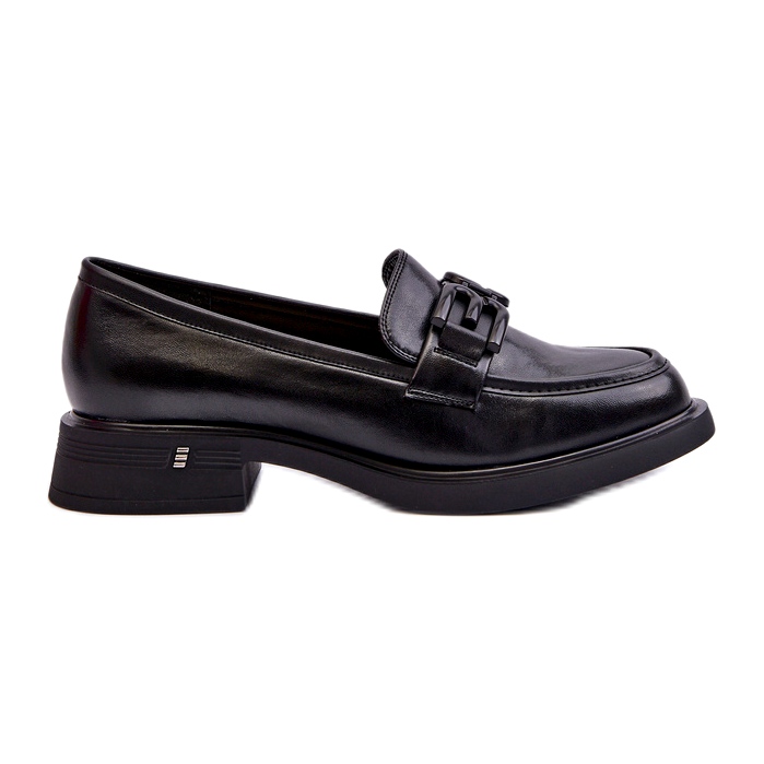 Vinceza Women's leather loafers with decoration black