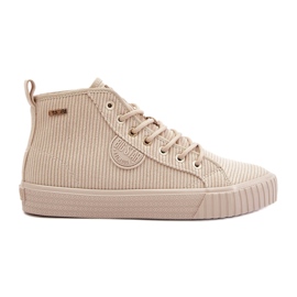 Insulated corduroy women's sneakers Big Star OO274771 Hi-Polish Beige System Insulated corduroy women's sneakers Big Star OO274771 Hi-Polish Beige System