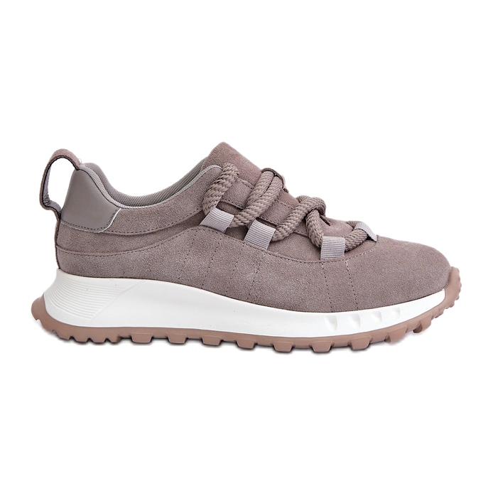 Women's Suede Sneakers With Thick Lacing Artiker 54C1465 Gray